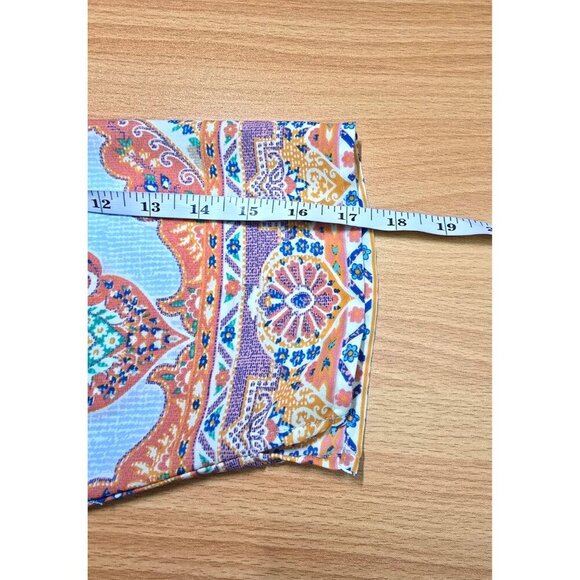 Cynthia Rowley Tunic Blouse 1X Paisley Boho V-neck Stretch Comfort Pullover Blue - Picture 9 of 12